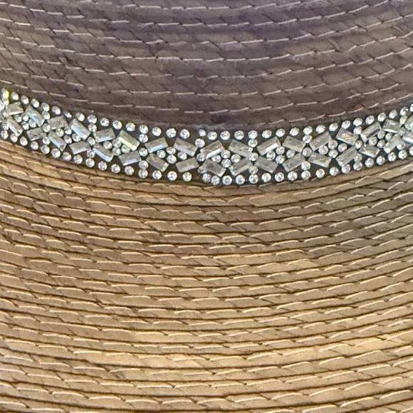 Stylish Tan Straw Hat with Rhinestone Band - Picture 3 of 6